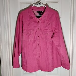Women's Western Shirt Denim & Co. Pearl Snap Stretch Cotton